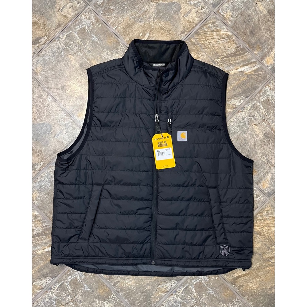 Carhartt Rain Defender Vest Men 2XL Black NEW Relaxed Fit Insulated OV2286-M